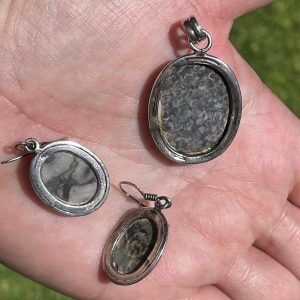 Turritella Fossil Earrings and Pendant in sterling silver