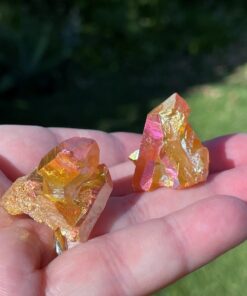 real version of sunset aura quartz cluster from USA