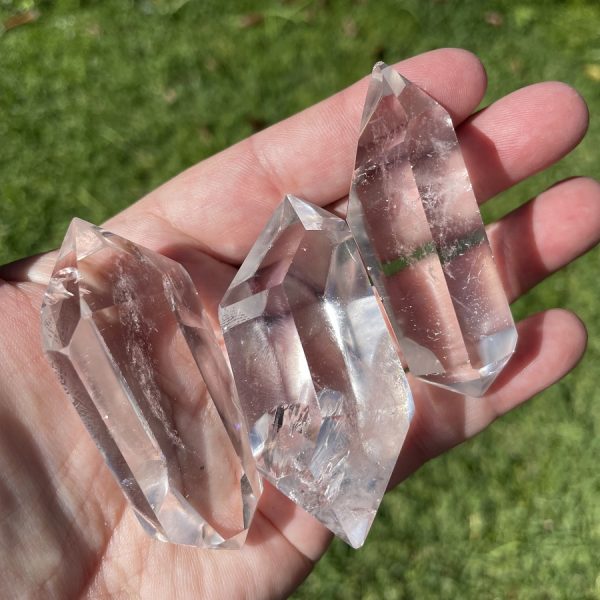 polished clear quartz crystals