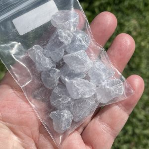 bag of celestite crystals