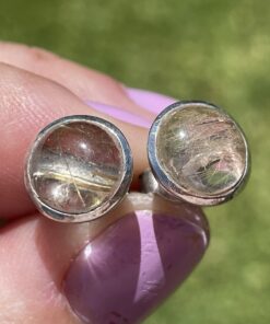Golden Rutilated Quartz Earrings in 925 sterling silver