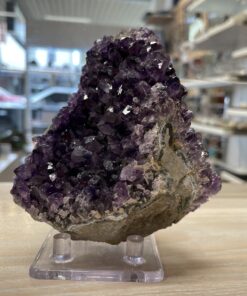 amethyst cluster on stand