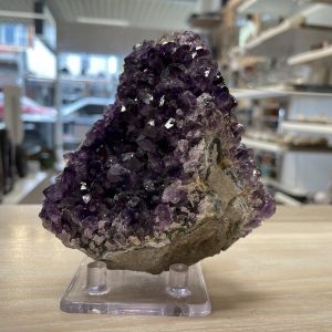 amethyst cluster on stand