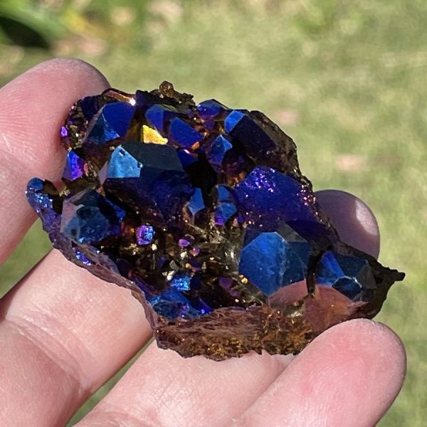 aura quartz cluster - cobalt from USA