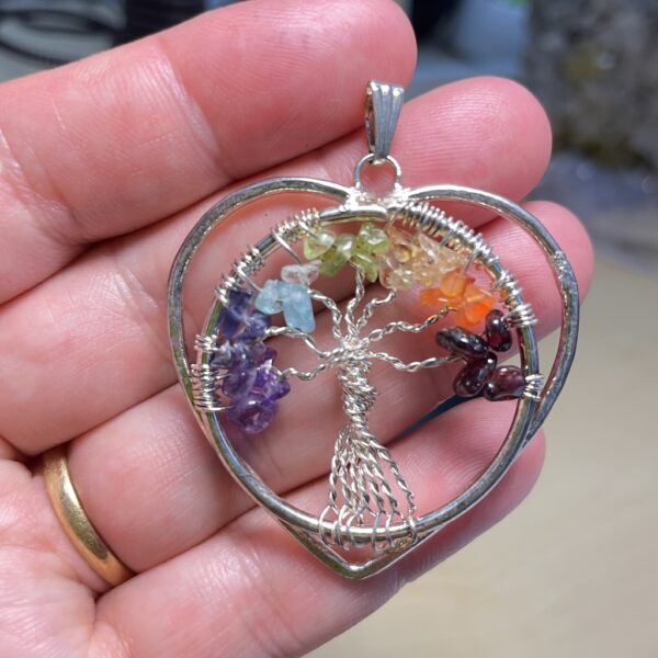 chakra tree in heart pendant