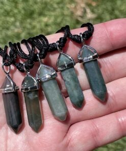 adjustable necklace of moss agate
