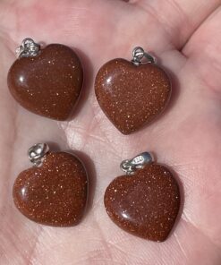 Goldstone Heart Pendants in Silver