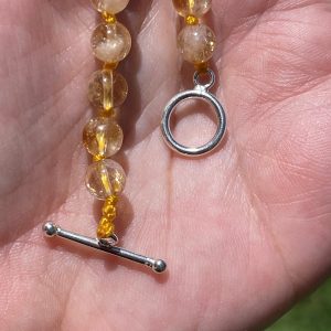 Citrine Necklace in 6 mm bead with 925 silver clasp
