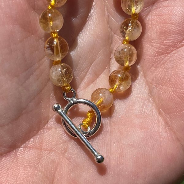 buy natural Citrine Necklace in 6 mm bead with sterling silver clasp