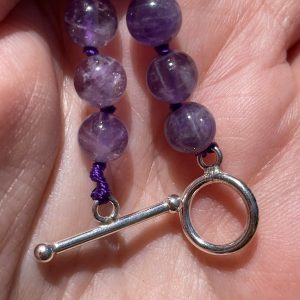 natural Amethyst Necklace in 6 mm bead with 925 silver clasp from Brazil
