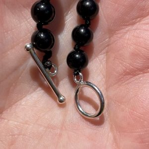 Black Tourmaline Necklace in 6 mm bead with 925 silver clasp