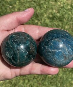 blue apatite ball and green apatite ball