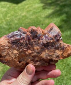 red capped amethyst cluster