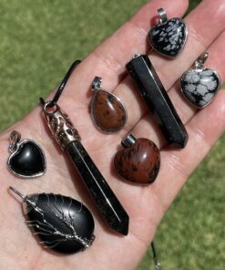 buy mahogany obsidian pendant in heart, wire wrap tree, drop and tear