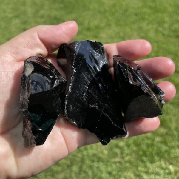 natural black obsidian crystals